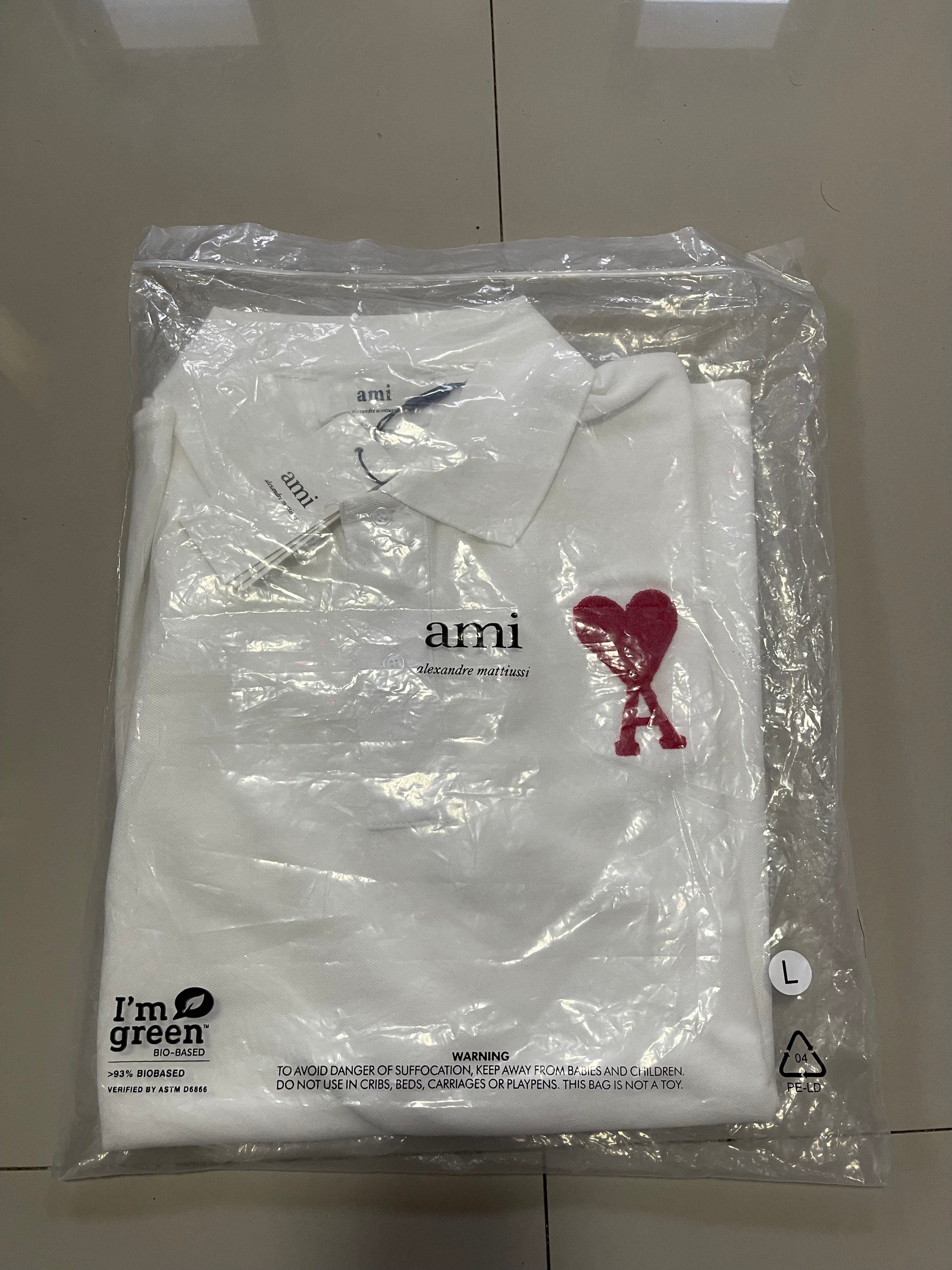 AMI medium logo polo shirt white