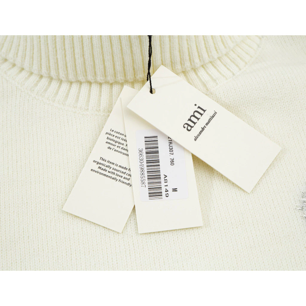 Ami De Coeur big logo white turtle neck Sweater