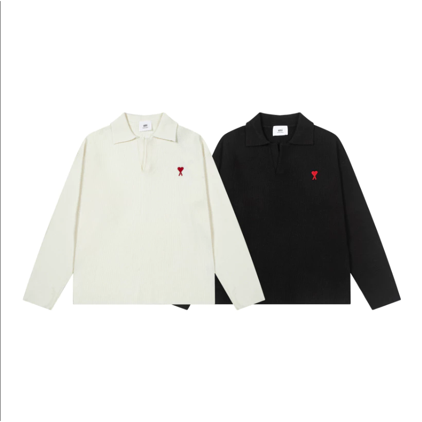 Ami De Coeur small logo knitted collared Sweater