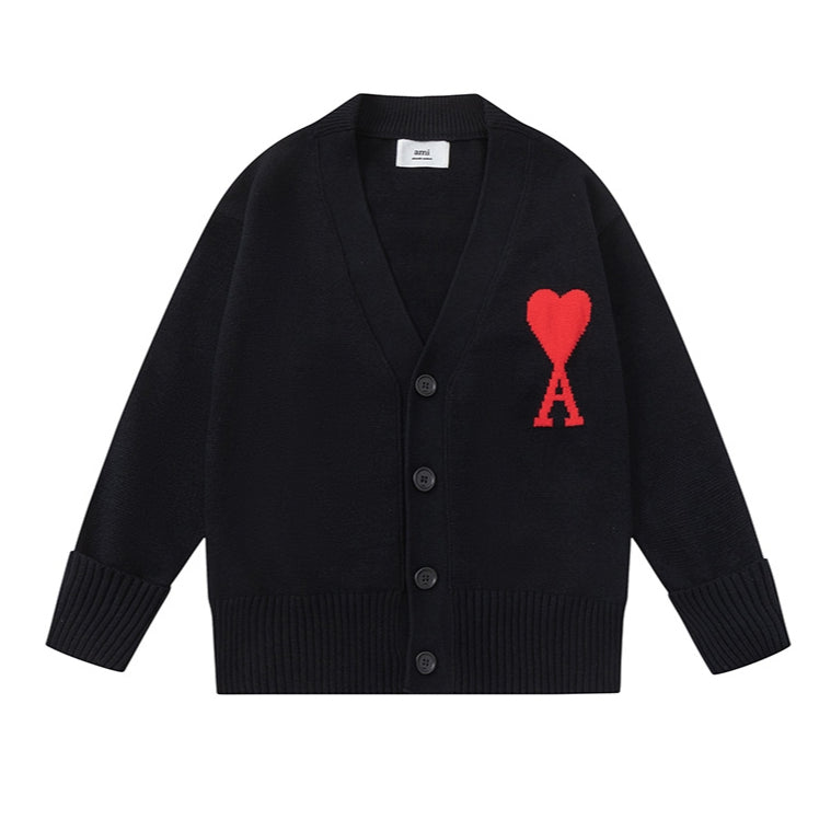 Ami De Coeur Big logo Knitted Cardigan dark colors