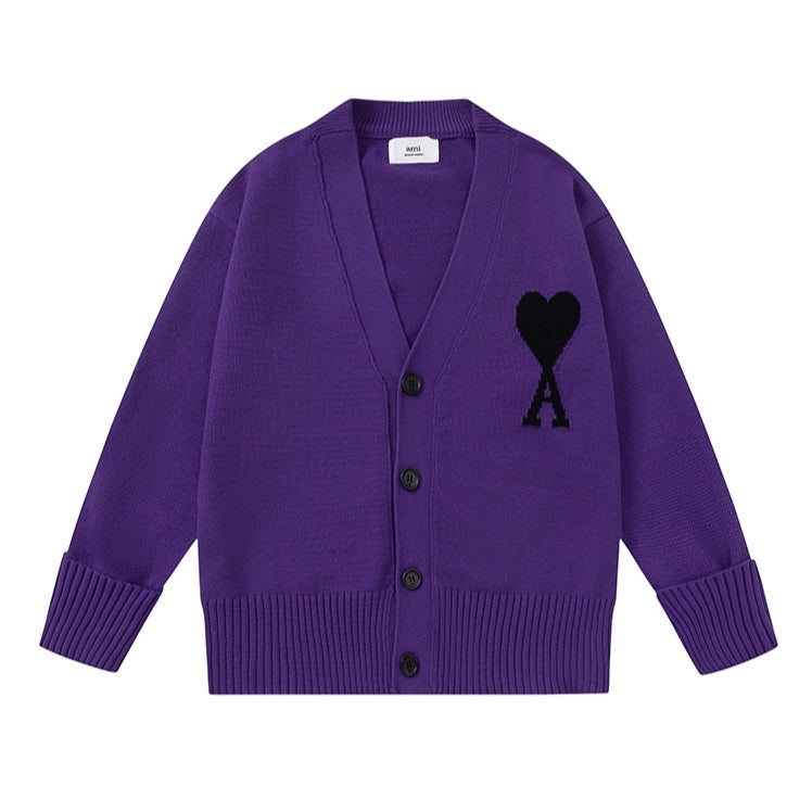 Ami De Coeur Big logo Knitted Cardigan dark colors