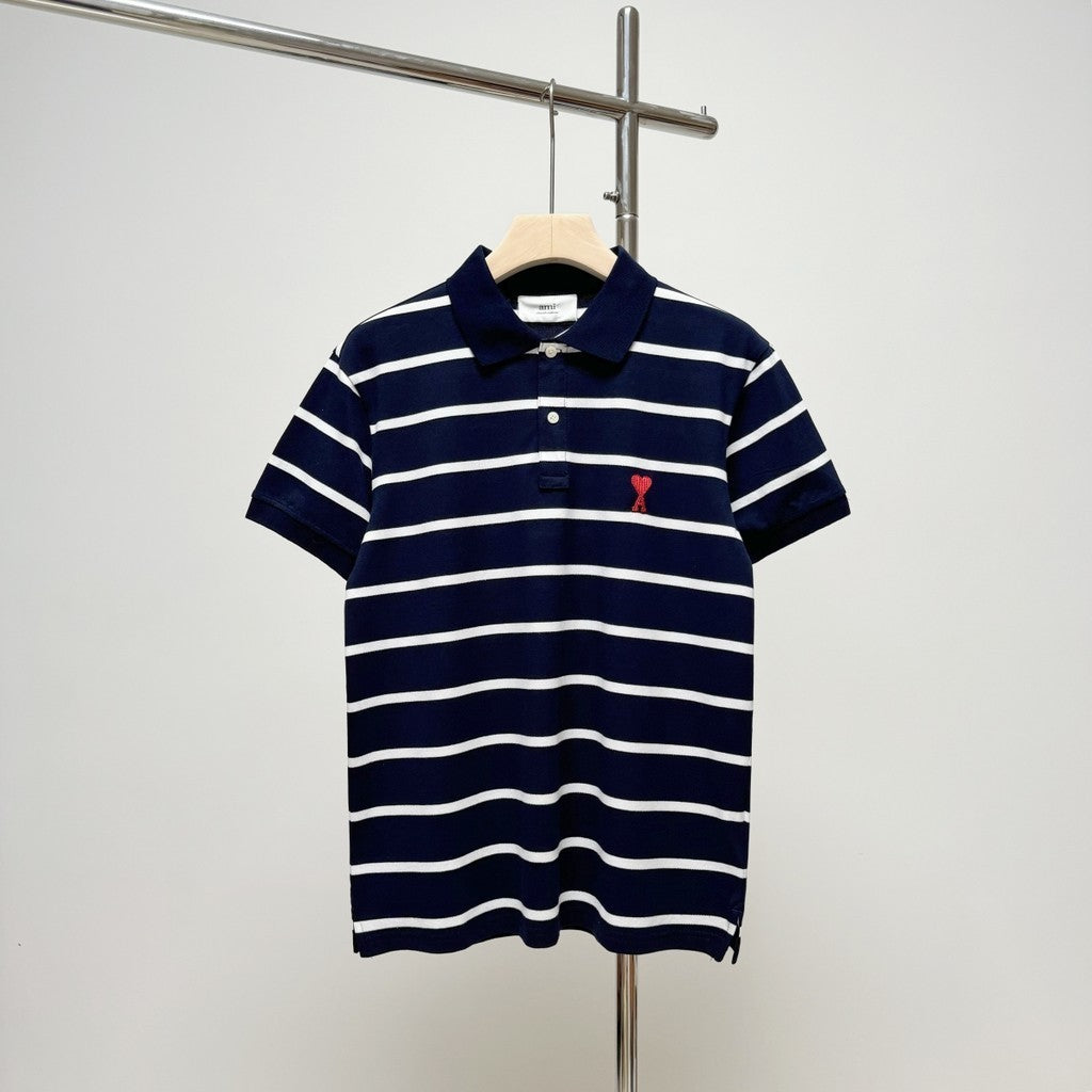 Ami De Coeur small logo stripes Polo Shirt