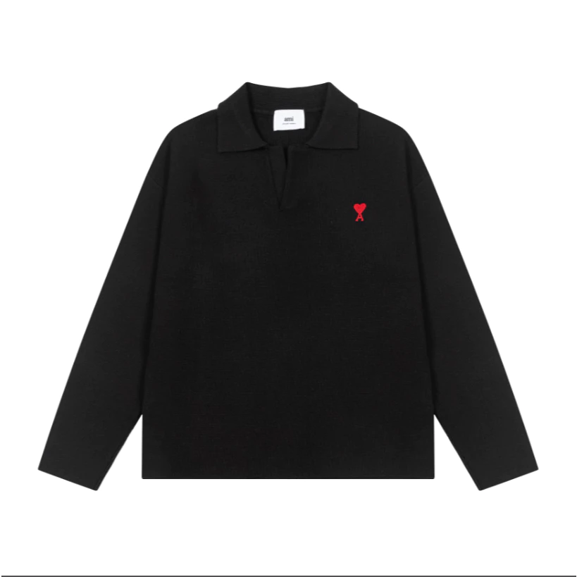 Ami De Coeur small logo knitted collared Sweater