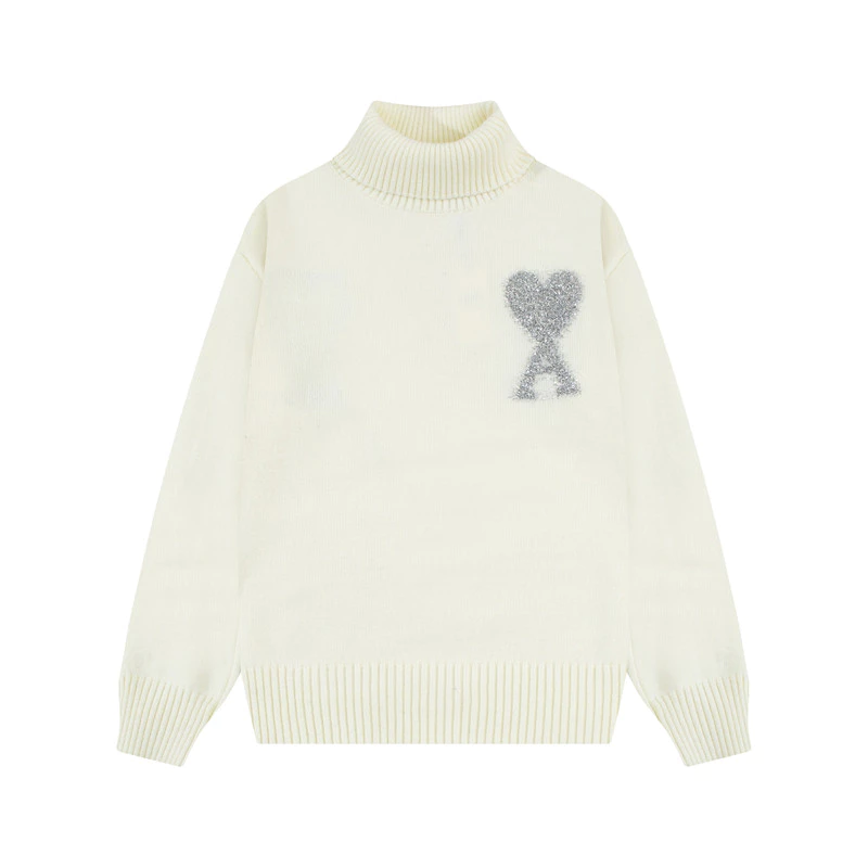 Ami De Coeur big logo white turtle neck Sweater