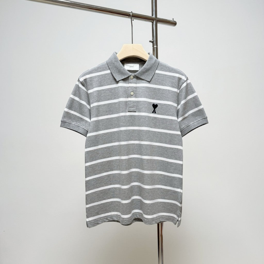 Ami De Coeur small logo stripes Polo Shirt