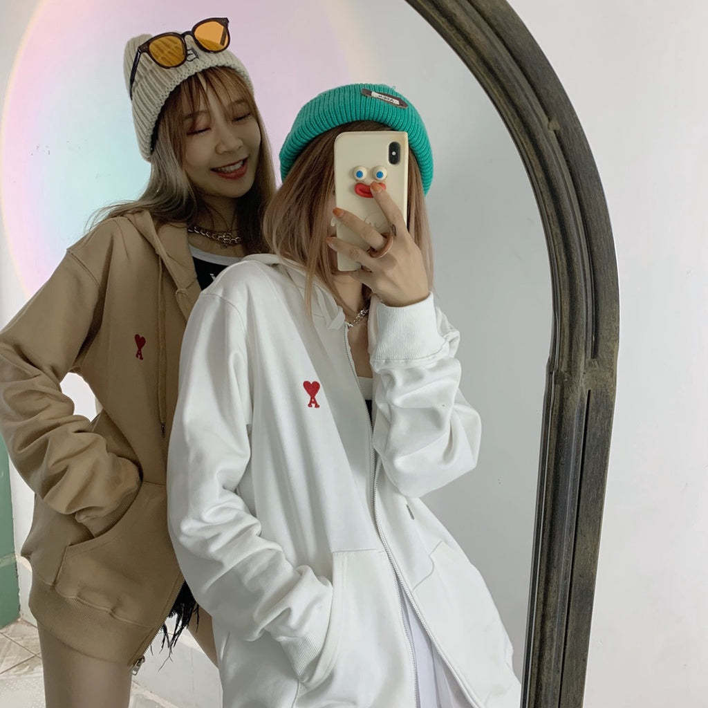 Ami De Coeur small logo zipped hoodie