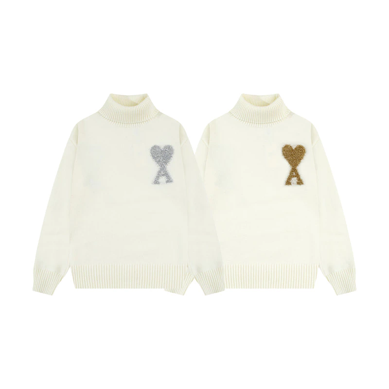 Ami De Coeur big logo white turtle neck Sweater