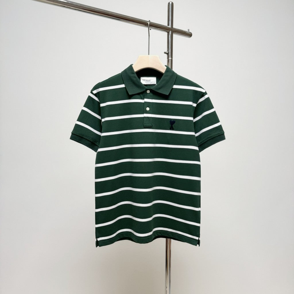 Ami De Coeur small logo stripes Polo Shirt