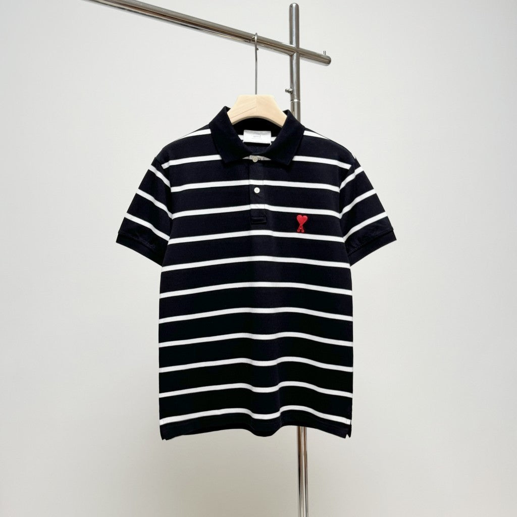 Ami De Coeur small logo stripes Polo Shirt