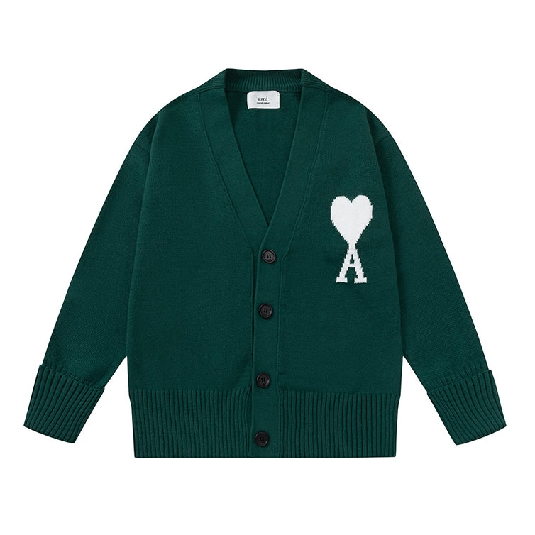Ami De Coeur Big logo Knitted Cardigan dark colors