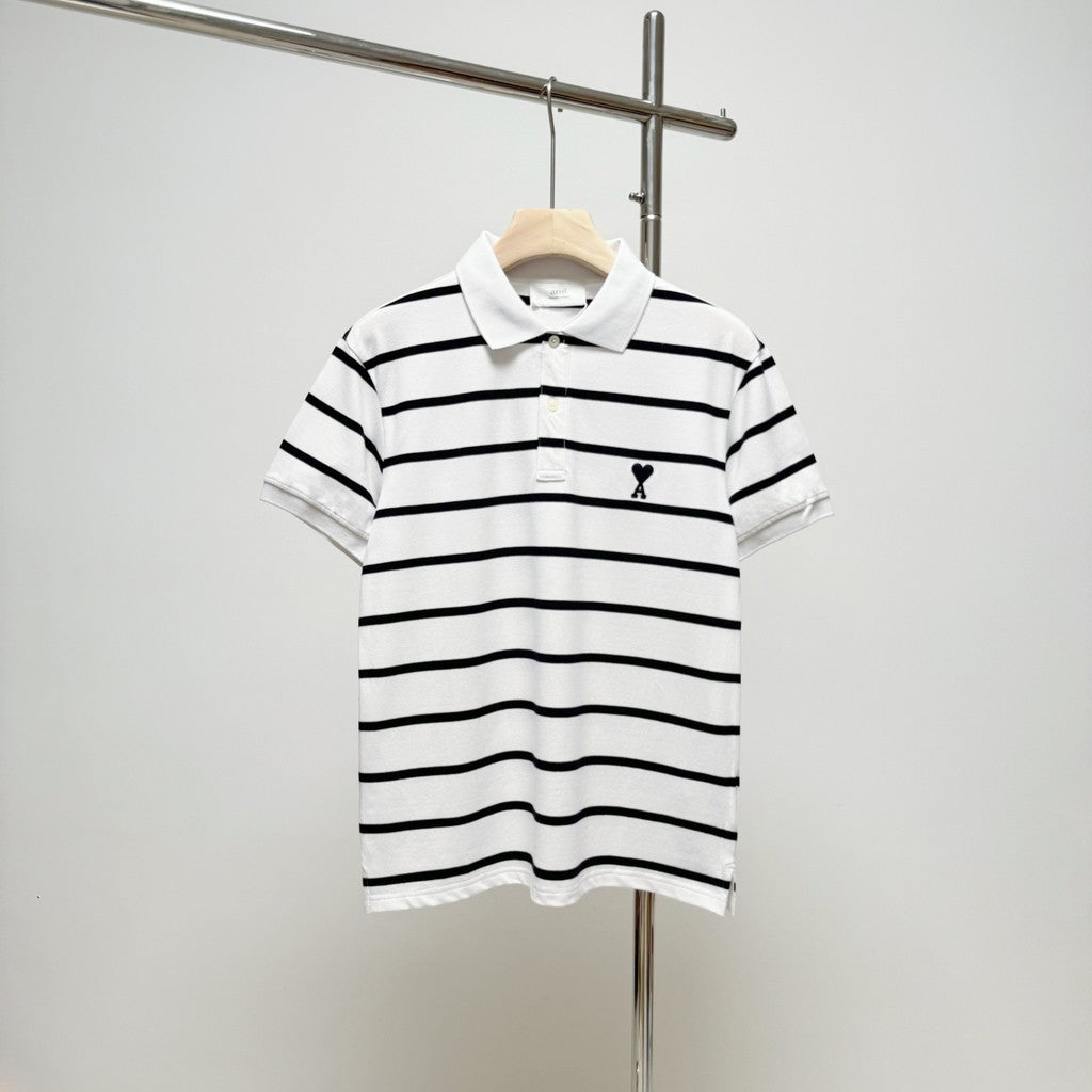 Ami De Coeur small logo stripes Polo Shirt