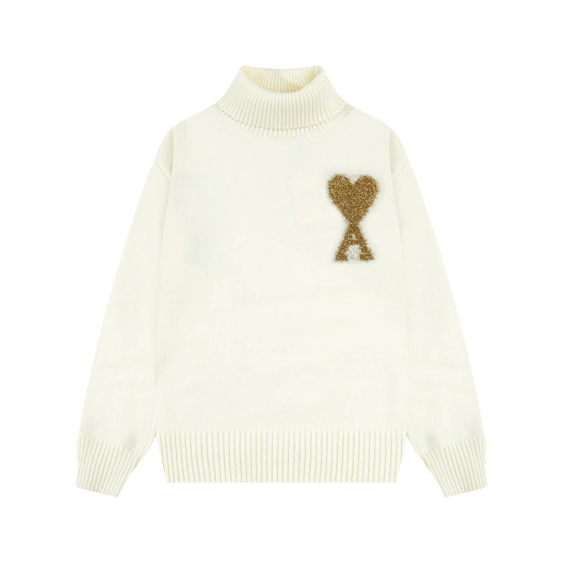 Ami De Coeur big logo white turtle neck Sweater