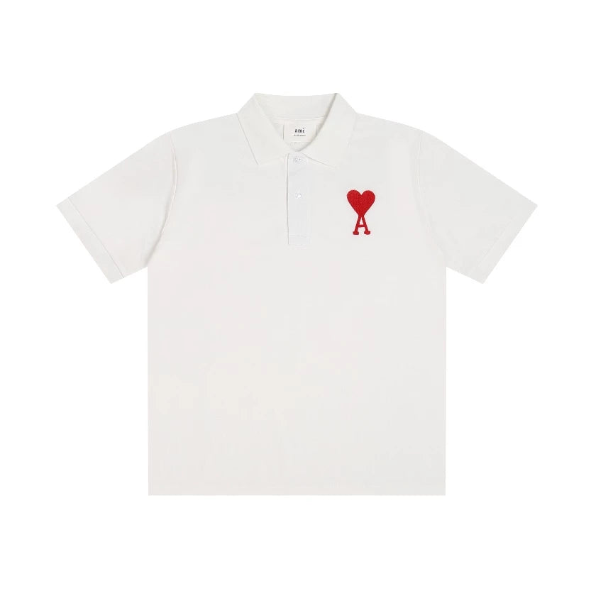 AMI medium logo polo shirt white