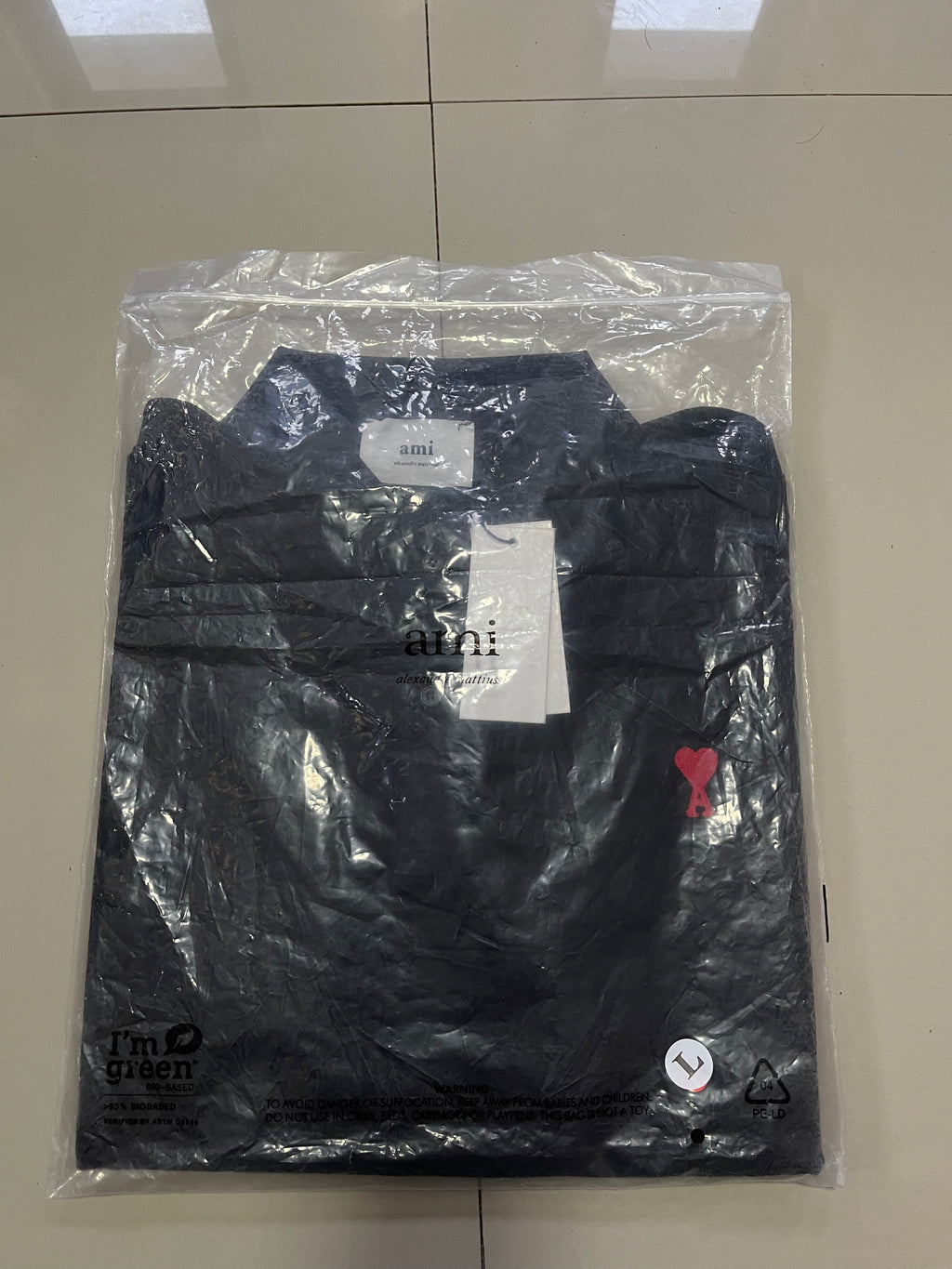 AMI small logo polo shirt black