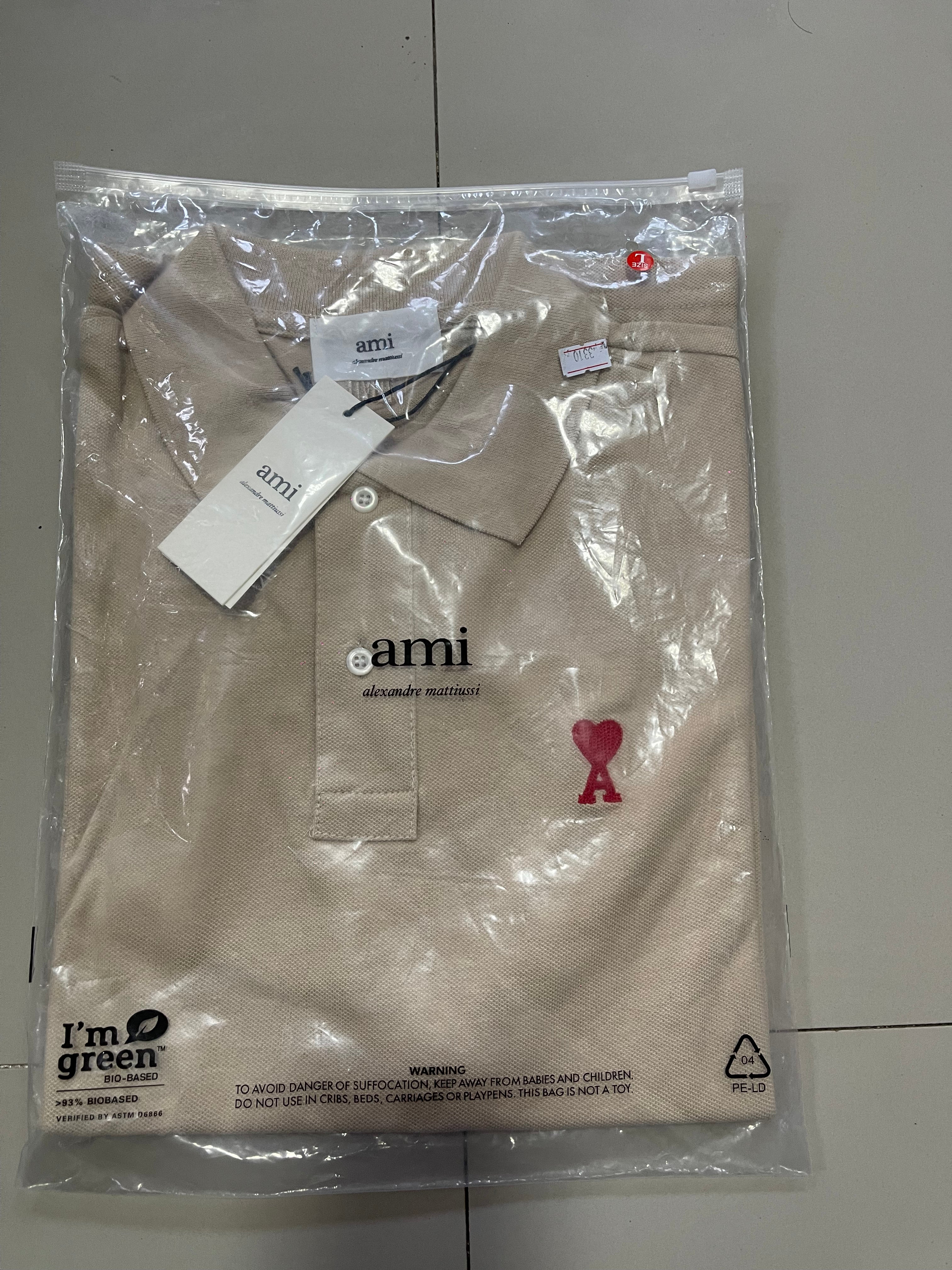 AMI small logo polo shirt khaki