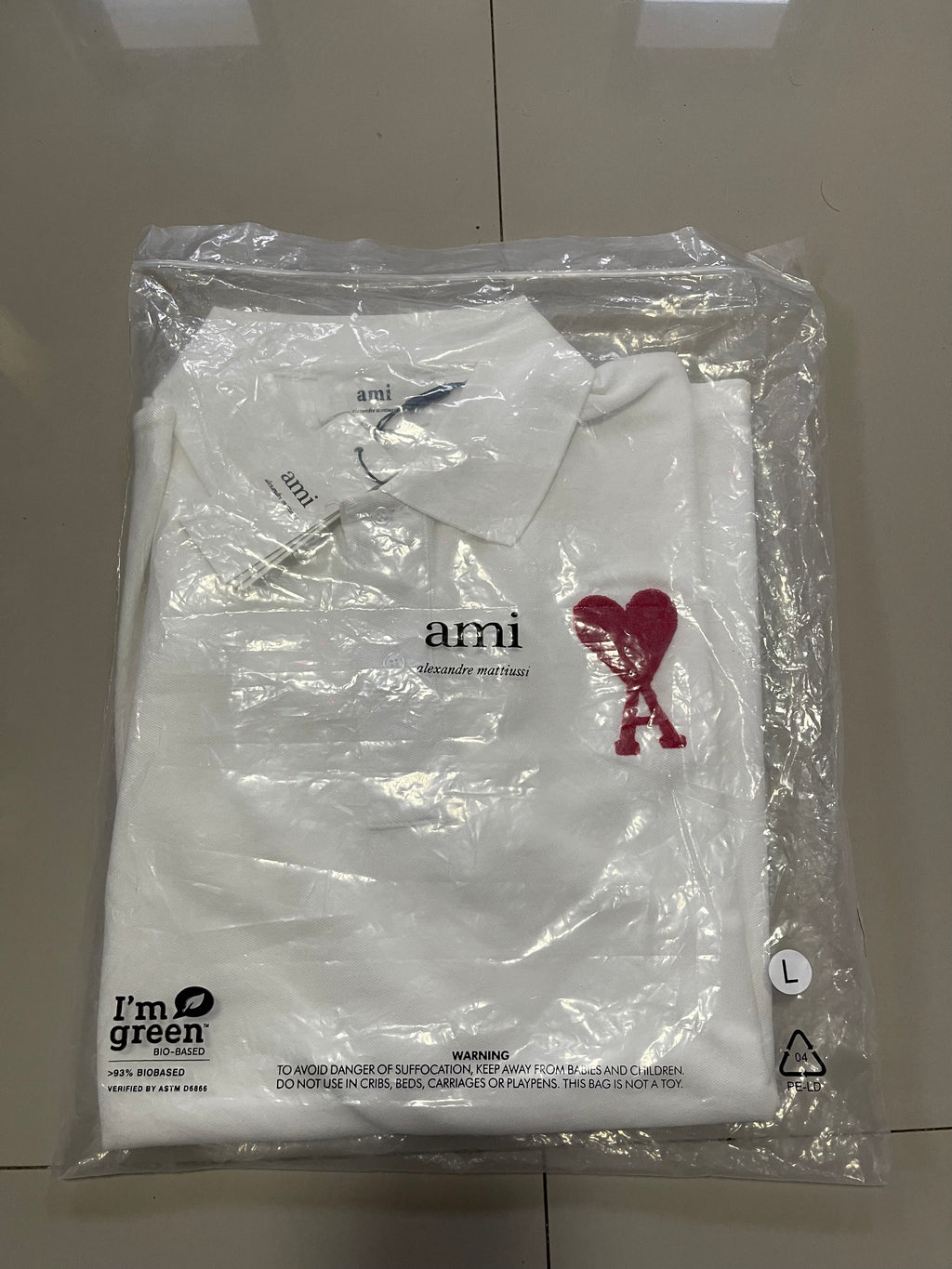 AMI medium logo polo shirt white