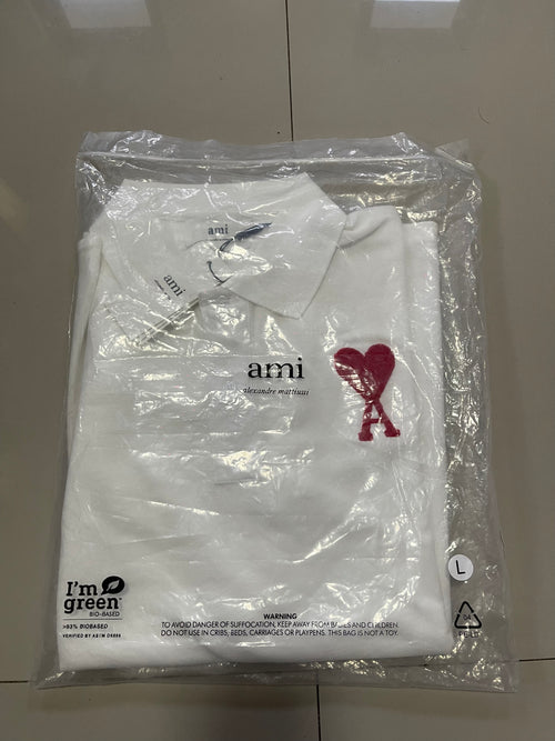 AMI medium logo polo shirt white