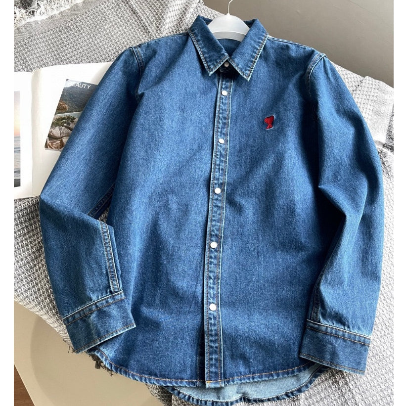 AMI small logo denim long sleeves