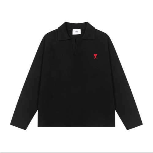 Ami De Coeur small logo knitted collared Sweater