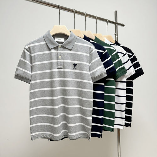 Ami De Coeur small logo stripes Polo Shirt