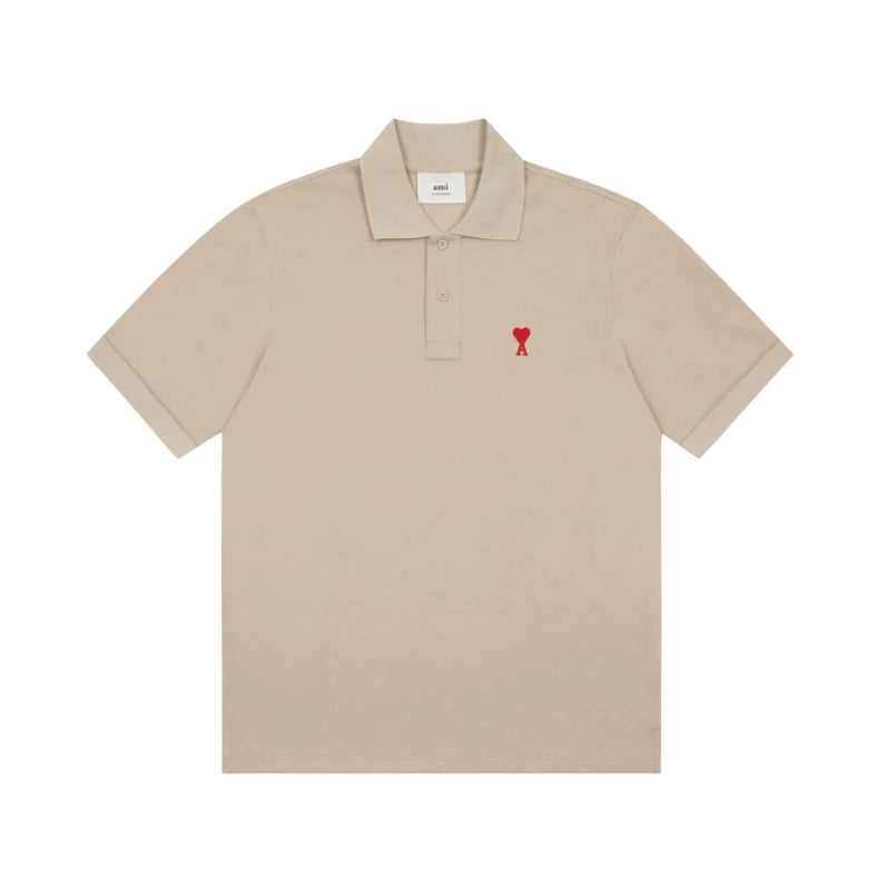 AMI small logo polo shirt khaki
