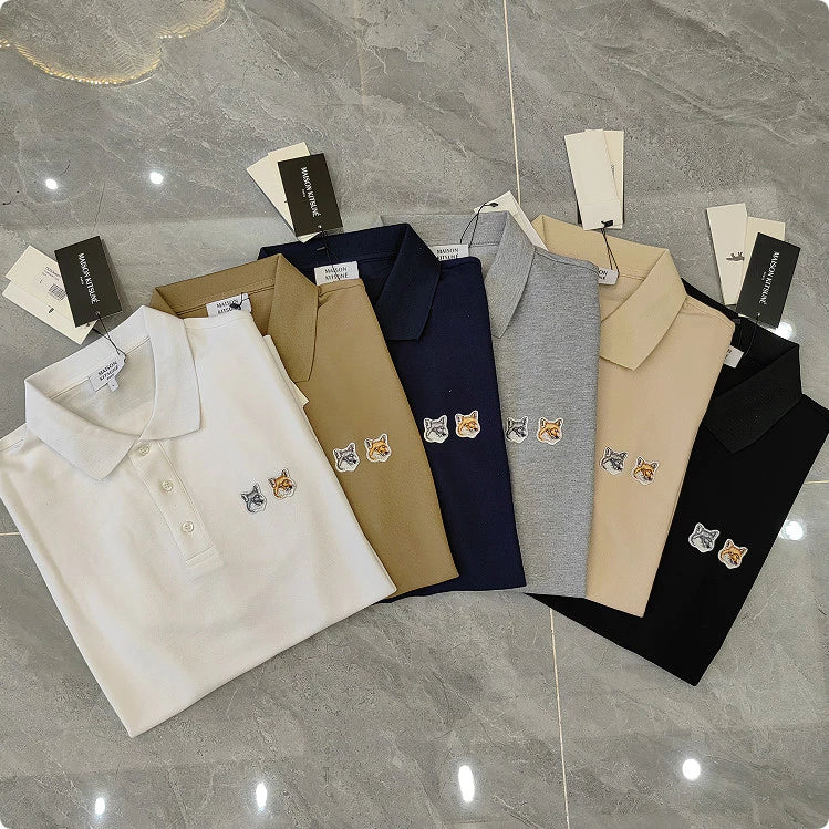 Maison Kitsune double fox logo Polo Shirt